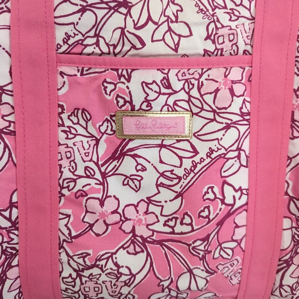 Lilly Pulitzer Alpha Phi Pink Floral Cotton Canvas Bag - Picture 2 of 7